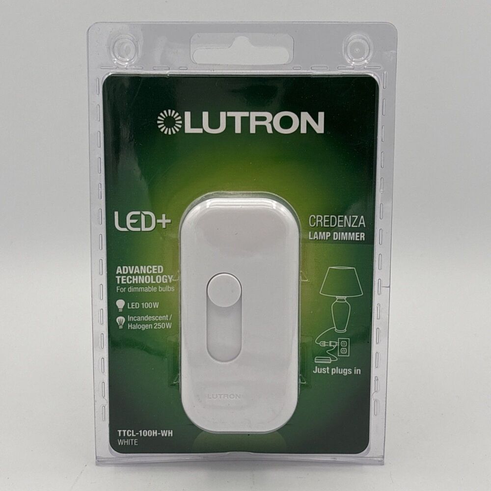 Lutron Credenza TTCL-100H-WH LED+ 100-Watt Plug-In Lamp Dimmer Switch, White